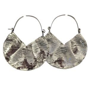 nOir Silver Bevel Hoop Earrings